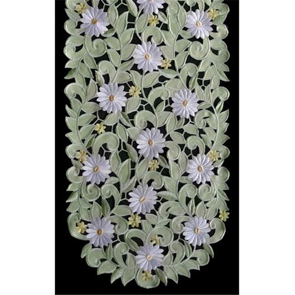 Sinobrite Sinobrite H7667-G Green Daisy Oval Runner; 16 x 54 in. H7667/G(16x54) - main
